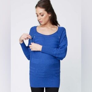 Ripe Maternity Kasia Breastfeeding Nursing Batwing Knit Sweater, Dazzling Blue